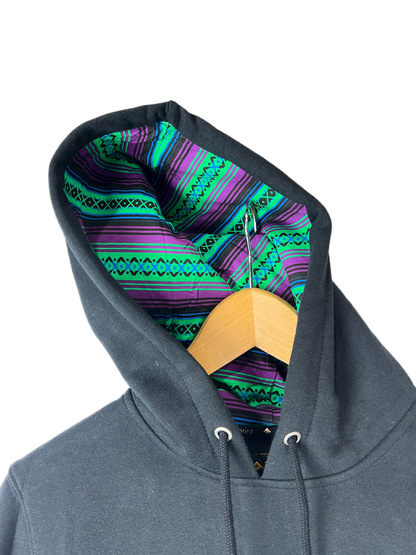 Emerica Mexican Blanket E Logo Turquoise Black Purple Blue Size M L/s Vintage Hooded Sweatshirt