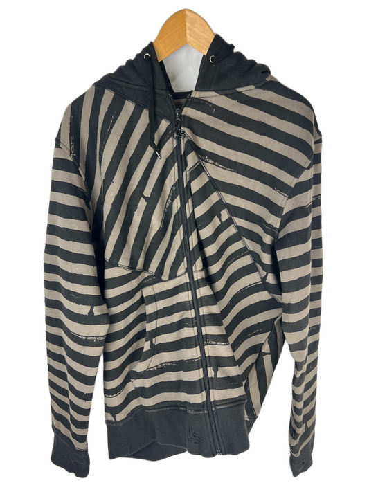 CCS Tan Black Striped Built In Speaker System Size M L/s Vintage Hoodie