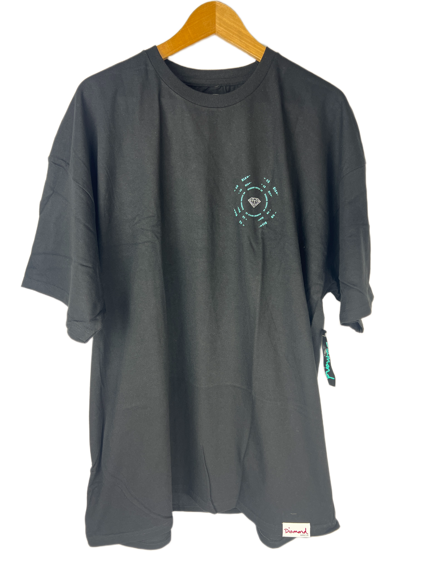 Diamond Supply Co Front Logo Small Spiral Turquoise White Size XXL S/s Vintage Shirt