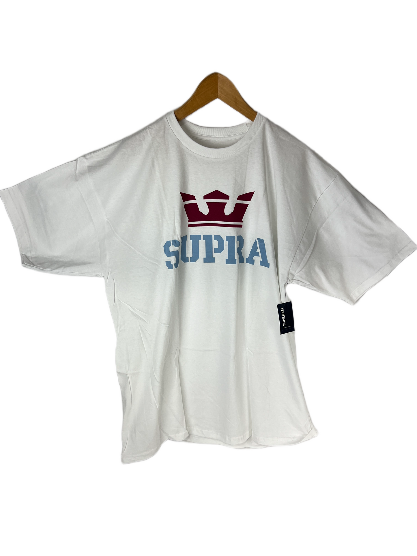 Supra Above Crown White Burgundy Lt Blue Size XL S/s Vintage Shirt