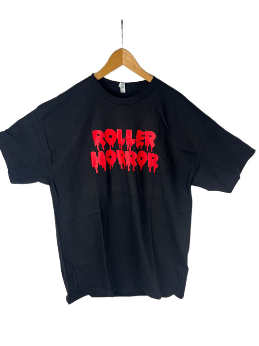 Roller Horror Drip Logo Black Red Mens Size XL S/s Vintage Shirt