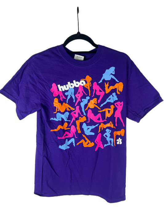Hubba Girls Print Purple Multi Size S S/s Vintage Shirt 2000
