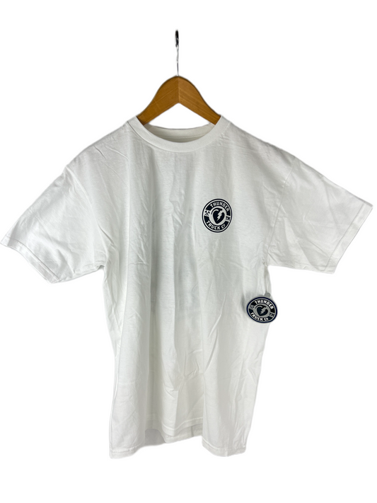 Thunder Grenade Logo Small Front Large Back Print Black White Size M S/s Vintage Shirt