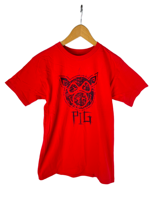 Pig Pig Logo Thrashed Black Red Size S S/s Vintage Shirt
