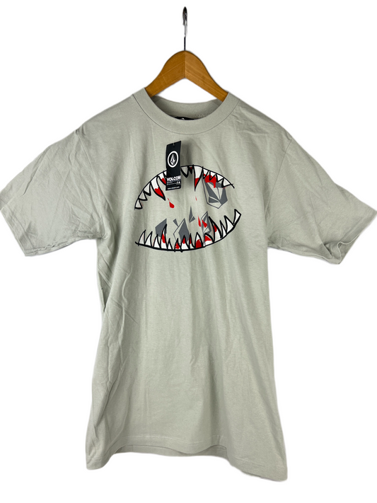 Volcom Chomped Basic Tee Grey Red White Size M S/s Vintage Shirt