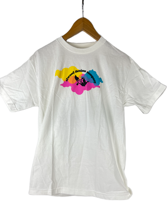 Elwood Elwood Denim Eagles White Pink Blue Size M S/s Vintage Shirt