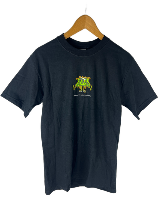 Natural Koncept Either Way The Outcome Is The Same Alien Middle Fingers NK Initials Navy Green Size S s/s Vintage Shirt 1994
