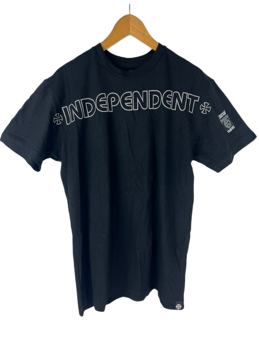 Independent Iron Crosses Front Logo Large Iron Cross Back Print Black Grey Size L S/s Vintage Team Shirt