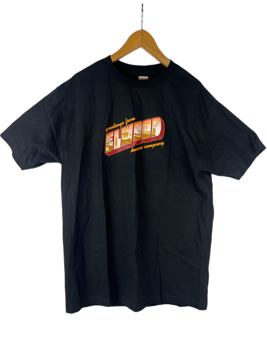 Elwood Greetings From Elwood Black Tan Orange Size L S/s Vintage Shirt
