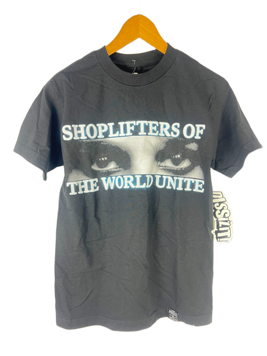 DISSIZIT SHOPLIFTERS OF THE WORLD UNITE Eyes Black White Blue Size S S/s Vintage Shirt