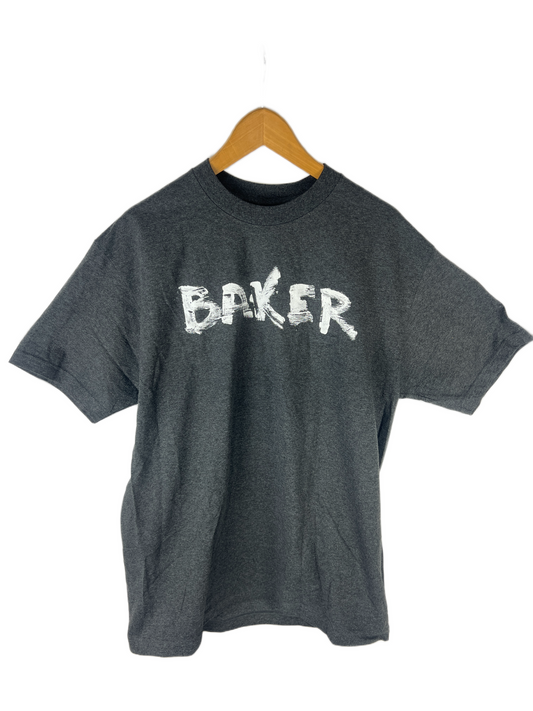 Baker Thrashed Logo Heather Grey White Size S S/s Vintage Shirt