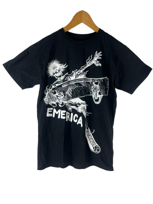 Emerica Sweeper Skeleton Black White Size S S/s Vintage Shirt