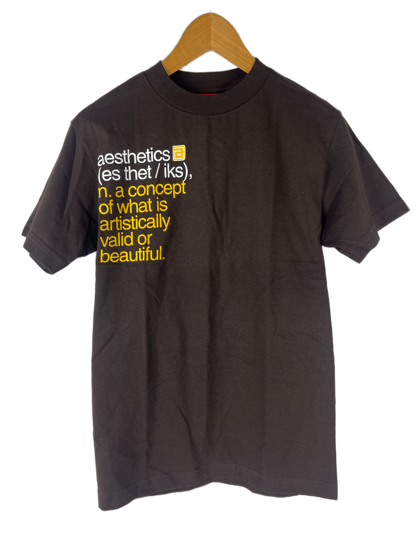 Aesthetics Concept Brown Yellow White Size S S/s Vintage Shirt 1990's