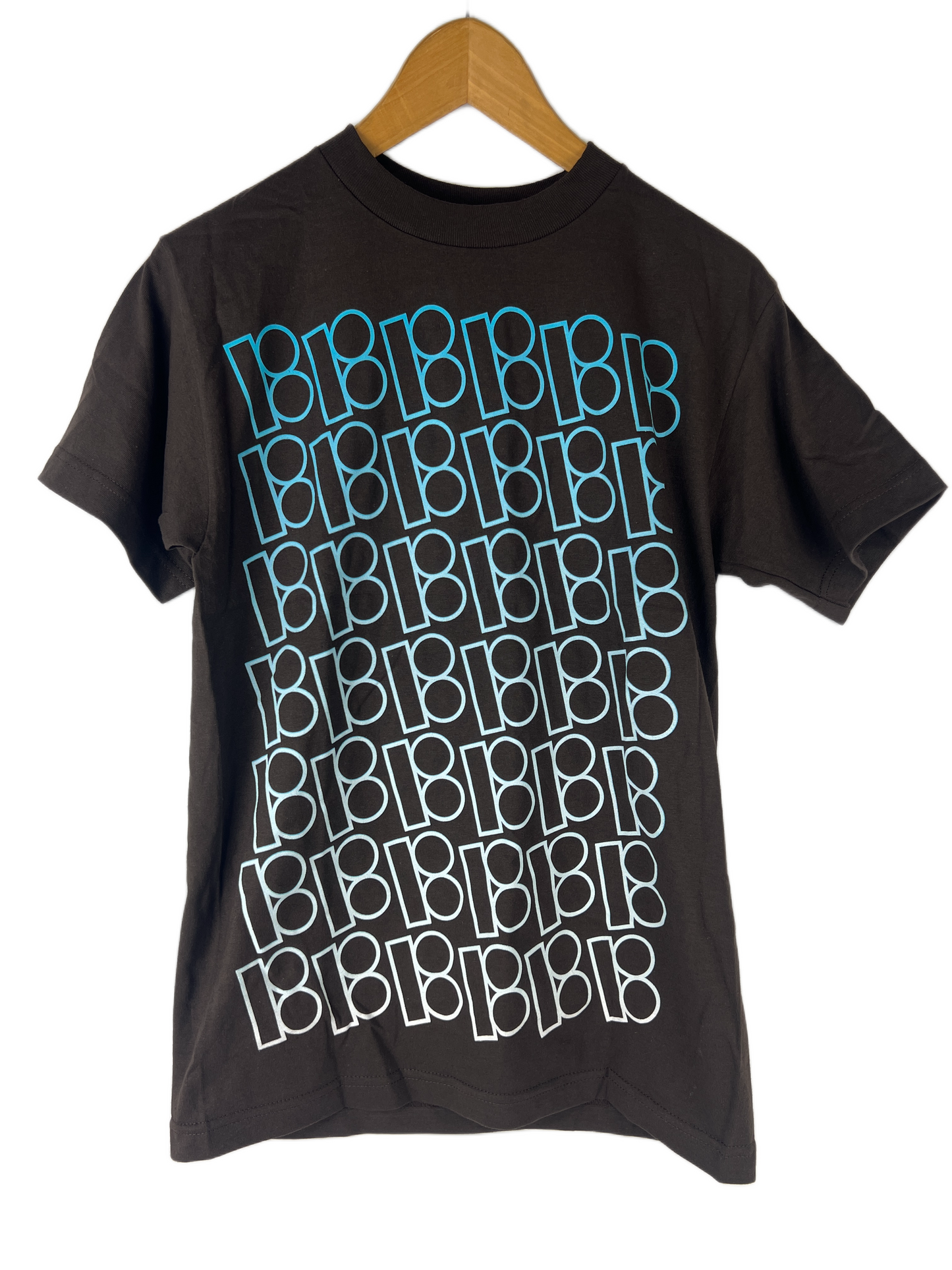 Plan B B All Over Logo Brown Blue Fade White Size S S/s Vintage Shirt
