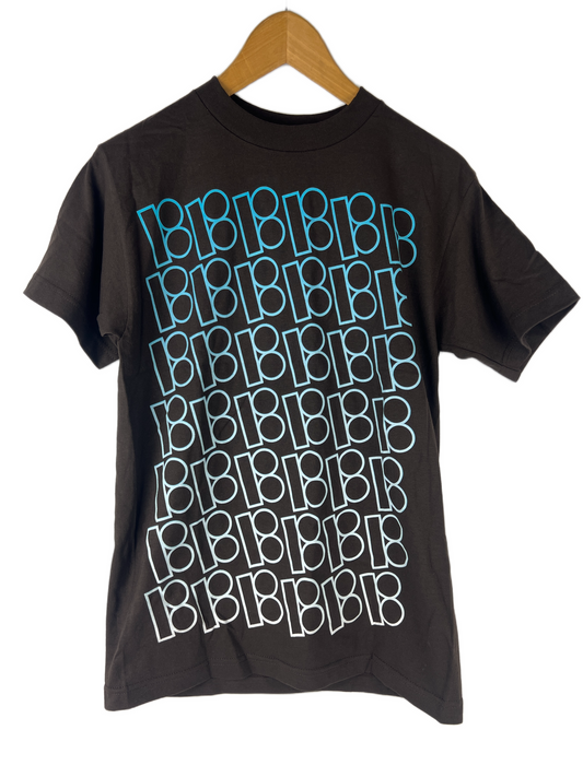 Plan B B All Over Logo Brown Blue Fade White Size S S/s Vintage Shirt