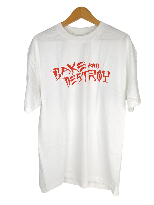Baker Bake And Destroy White Red Size Large Vintage NOS Shirt