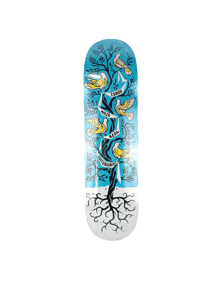 Real Ishod Wair Tree Graphic Blue White Size 8.25 Skateboard Deck