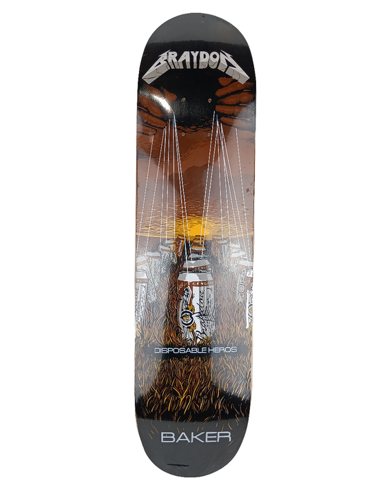 Baker braydon Szafranski Disposable Heros Graphic Black Brown White Size 7.75 Skateboard Deck