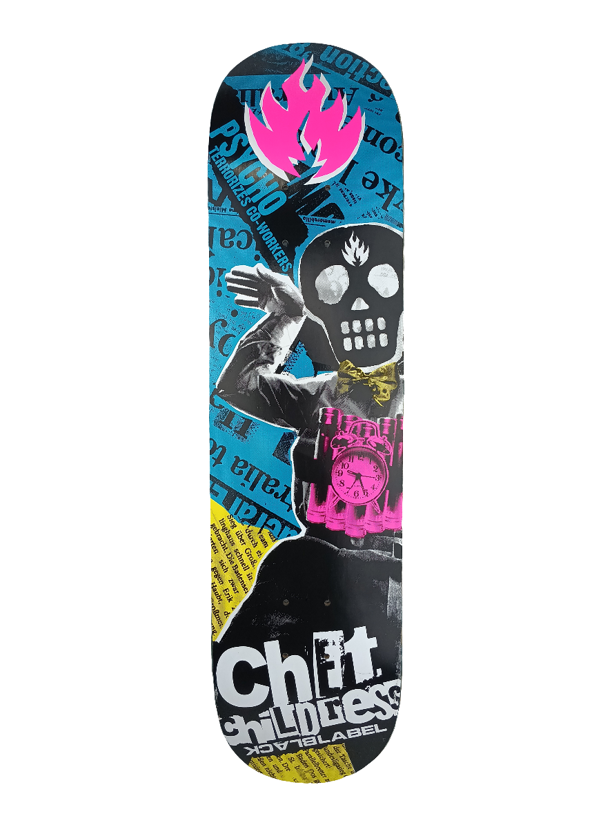 Black Label Chet Childress Time Bomb Graphic Black Blue Multi Color Size 7.78 Skateboard Deck