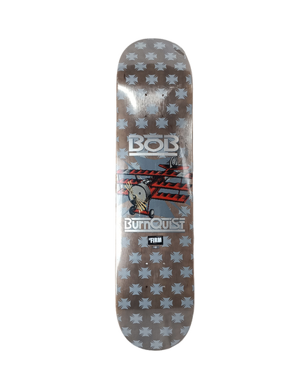 The Firm Bob Burnquist Red Baron Grey Woodgrain Silver Red Size 7.5" Vintage NOS Deck