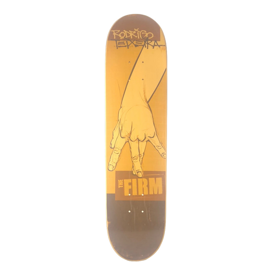 The Firm Rodrigo Teixeira Finger Letter Brown/Tan Size 7.75" Vintage NOS Deck