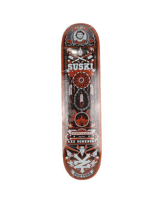 Zoo York Aaron Suski Unbreakable Axe Somebody Orange Brown White Size 7.75 Vintage NOS Deck
