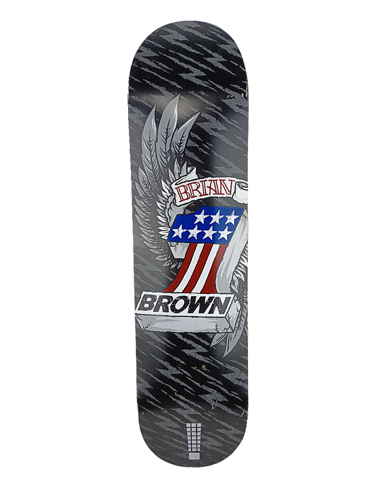 Listen Skateboards Brian Brown American Flag Number 1 Black White Red 7.625" Vintage NOS Deck