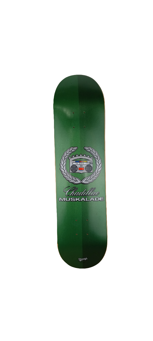 Shorty's Chad Muska Chadillac Muskalade Green Candy Paint Silver 7.75 Vintage NOS Deck