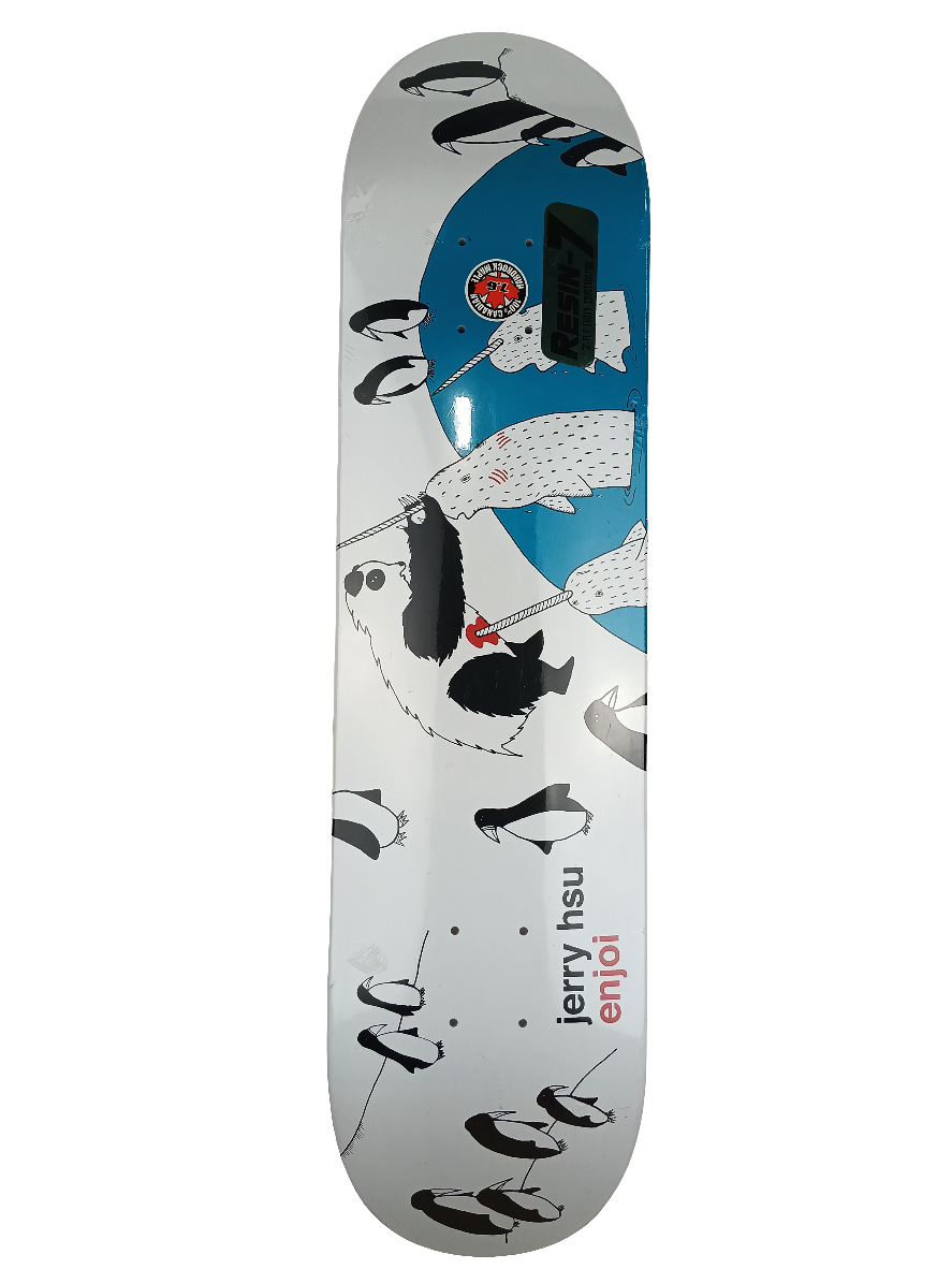 Enjoi Skateboards Jerry Hsu Panda Vs Narwhal 7.6" X 31.6" Vintage NOS Deck