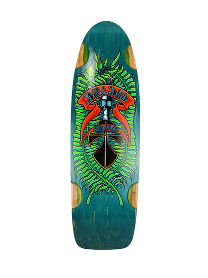 Bulldog Skates BDS Long Pig Gasmask Blue Woodgrain Green Red Size 11.0" Vintage NOS Longboard Deck
