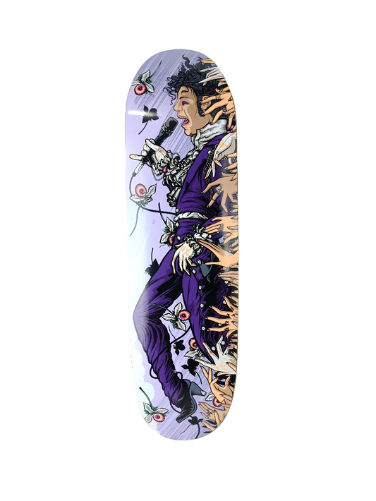 Paisley Skates Prince Purple Multi Screen Printed Size 9.00 Vintage NOS Shaped Deck