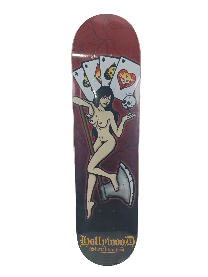 Hollywood Skateboards Dame Fate Woodgrain Red Black Size 7.5" Vintage NOS Deck