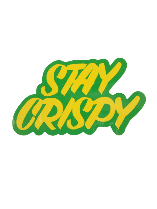 Shake Junt Stay Crispy Green Yellow Text 3" x 5" Vintage NOS Sticker