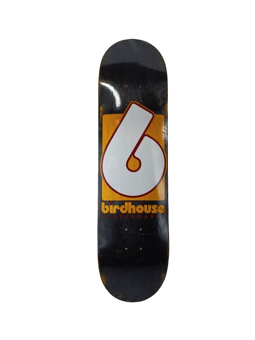 Birdhouse Team Logo Old School B Black Natural Woodgrain White Size 8.25" Vintage NOS Deck