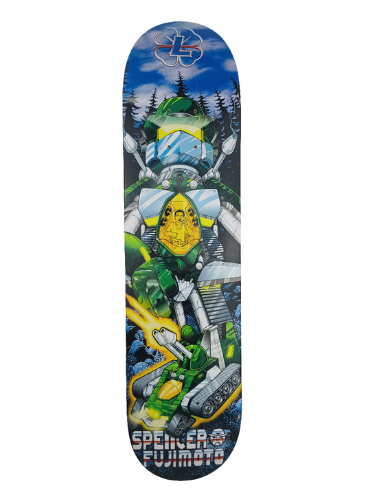 Lucky Spencer Fujimoto Transformers Parody Graphic Blue Green Multi Color Size 7.4 Skateboard Deck