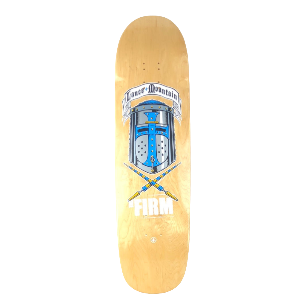 The Firm Lance Mountain Knight Helmet Graphic Blank White Silver Blue Black Size 8.5" Skateboard Deck