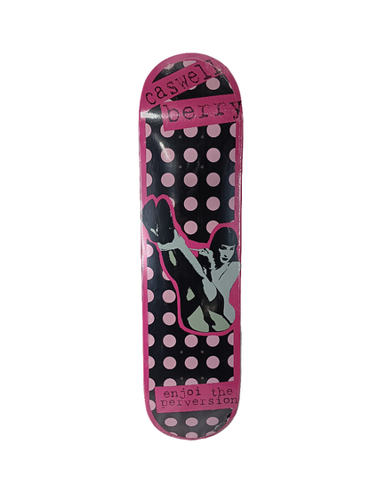 Enjoi Caswell Berry Enjoi Just Dita Black Pink Polka Dot Girl Size 7.625" Vintage NOS Deck