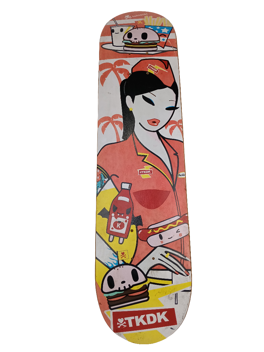 Tokidoki Team Fast Food Girl Red 7 3/8 Skateboard Deck