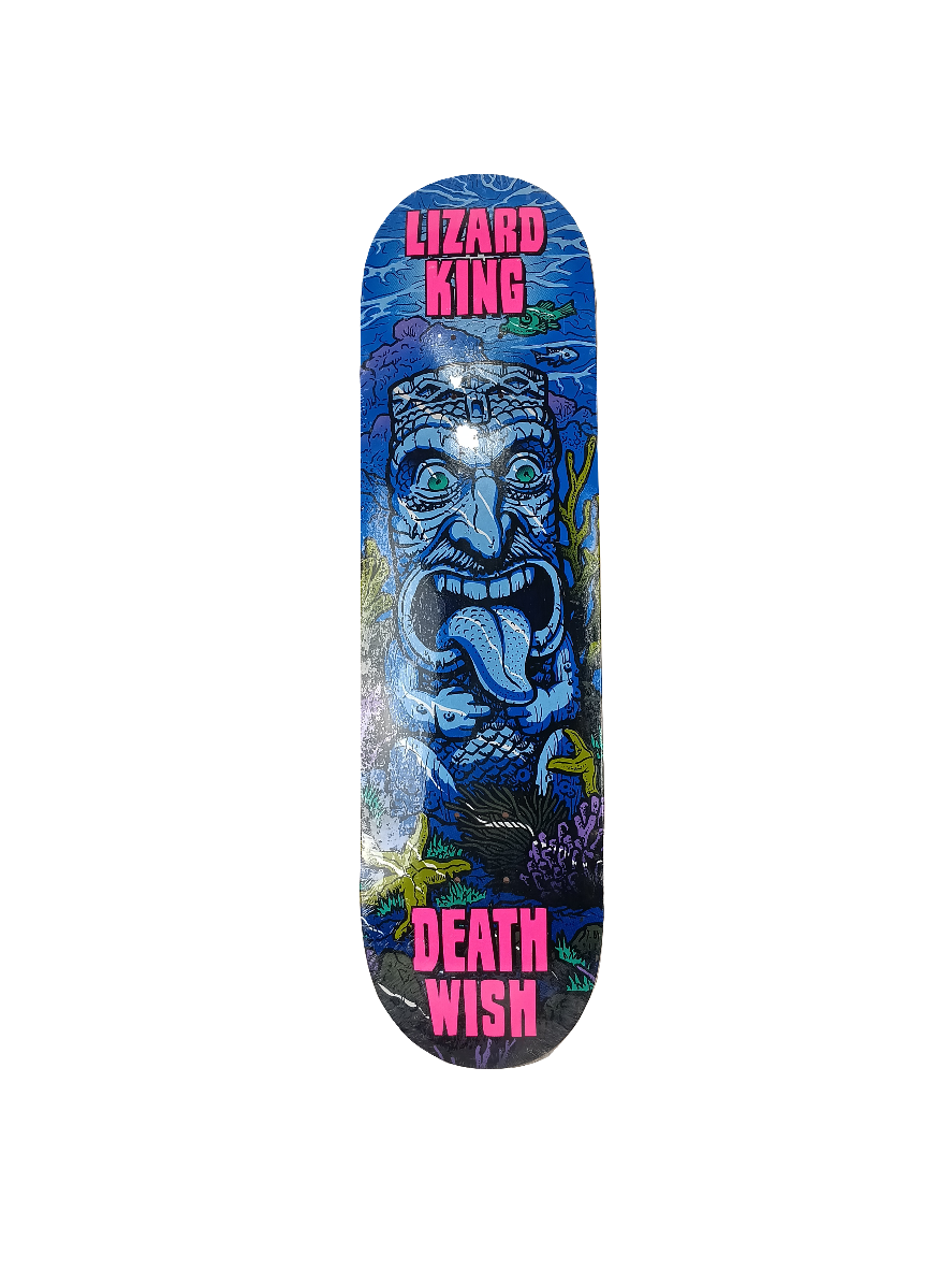 Deathwish Lizard King Under The Sea Tiki Pink Blue Green Size 8.3" Vintage NOS Deck