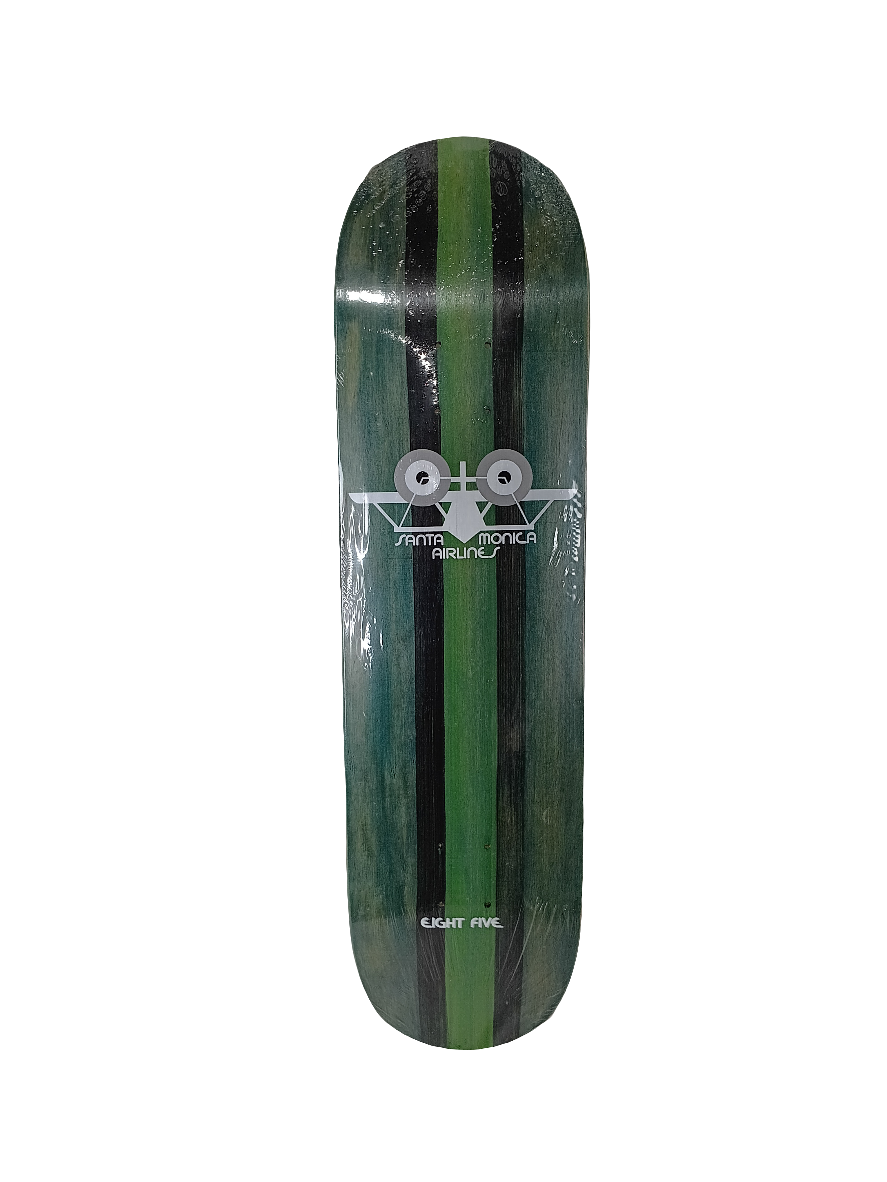 Santa Monica Airlines Woodgrain Green Black White Plane Size 8.5" Vintage NOS Deck