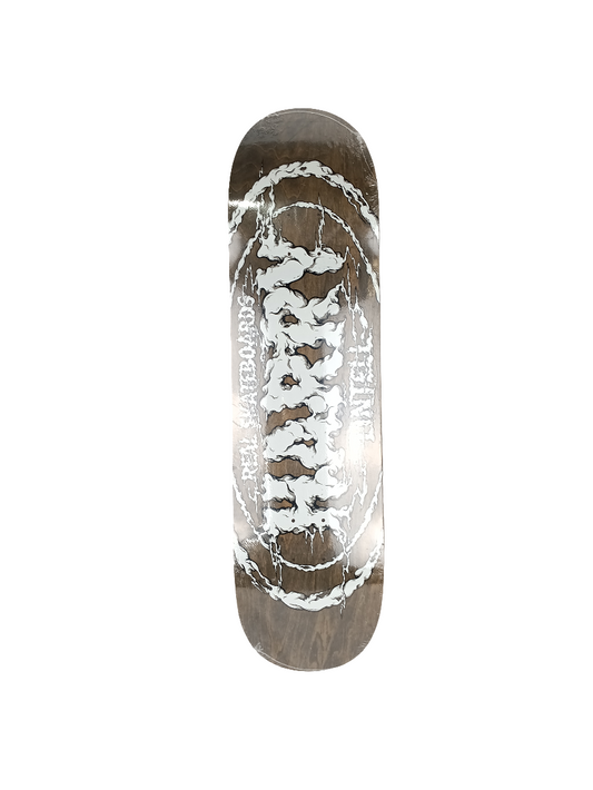 Real Skateboards Harry Lintell Smoke Letters Grey Woodgrain White Letters Size 8.25" Skateboard Deck (Copy)