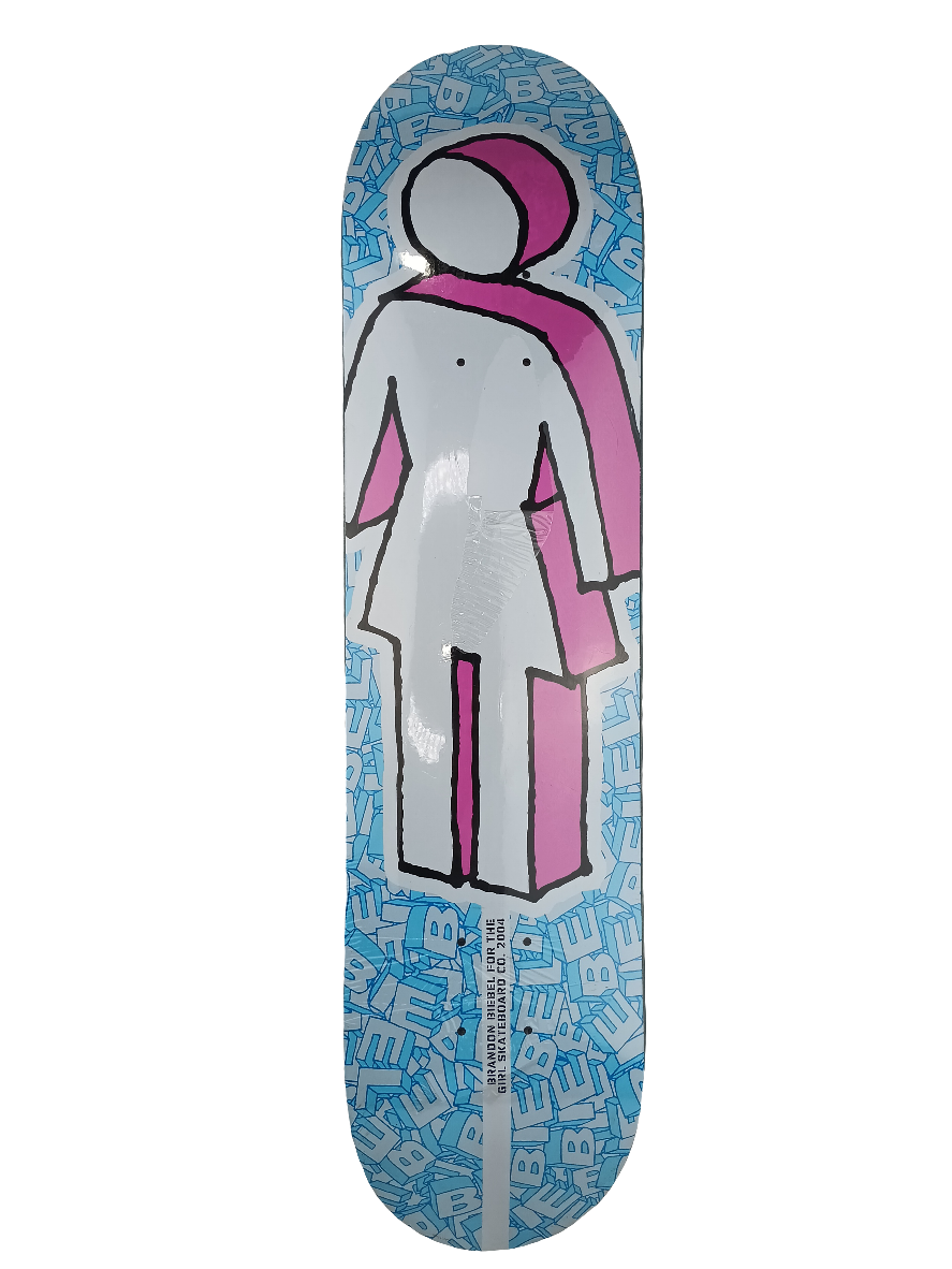 Girl Brandon Biebel 2004 3D Girl Logo White Blue Pink Size 7.5 Skateboard Deck