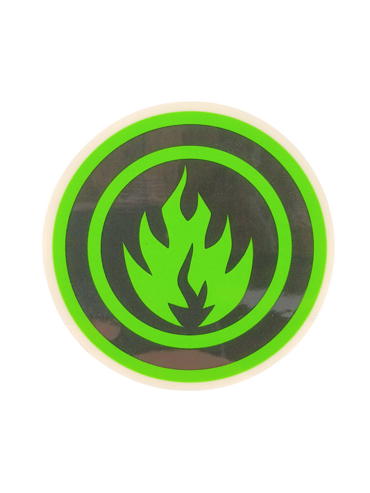 Black Label OG Flame Logo Clear Green Black Size 3.3 X 3.3 Inch Vintage NOS Circle Sticker