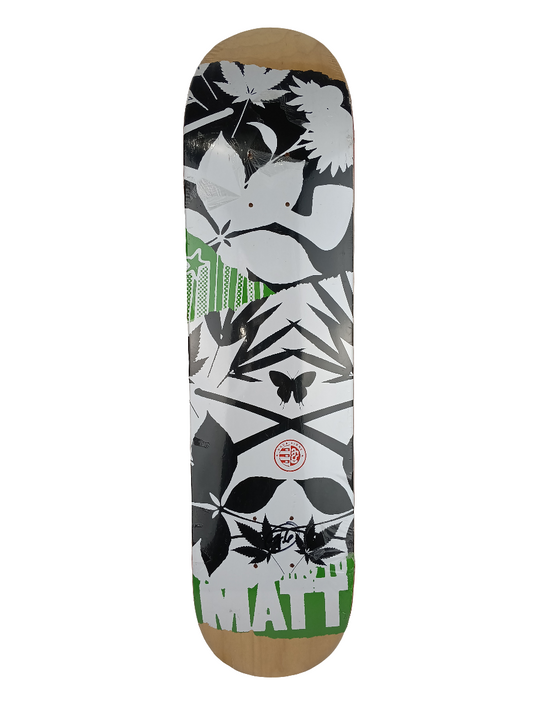 Rasa Libre Matt Field Flowers Black White Green 7.5" Vintage NOS Deck