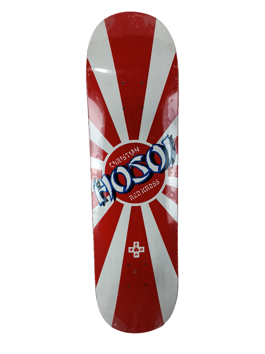 Black Label Christian Hosoi Red Kross Sun Shine Graphic White Red Size 8.25 Skateboard Deck