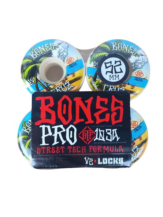Bones Cruz Buena Vida Beach Setting Blue Brown White V2 Locks Pro Street Tech Formula STF Size 52MM 103A Durometer Vintage NOS Wheels