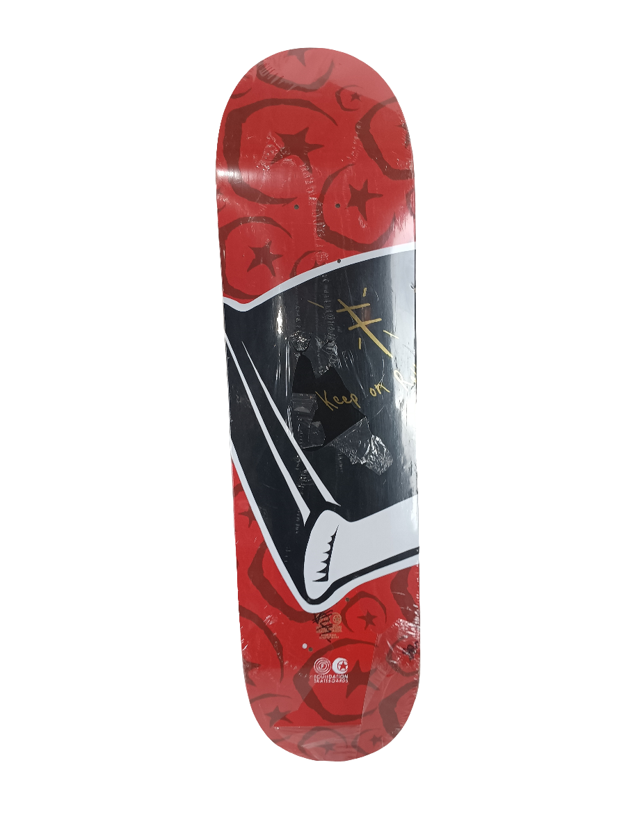 Foundation Skate Bible Graphic Red Black White Size 8 Skateboard Deck