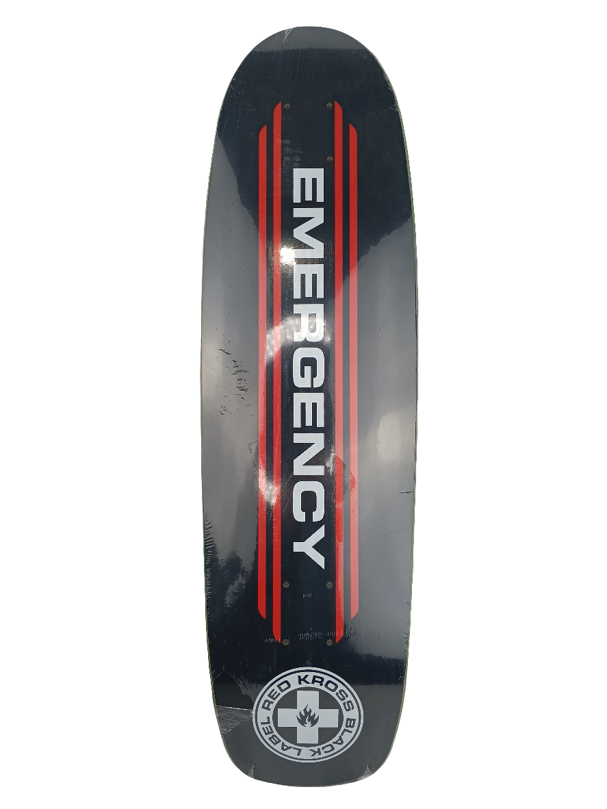 Black Label Emergency Black Red White Size 8.5 Flat Shaped Skateboard Deck