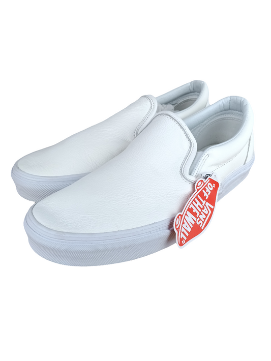 Vans Classic Slip-On Premium Leather True White Mo Mens 9.5 Shoes
