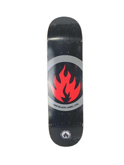 Black Label Flame 1988 Black Red Grey Size 8.475 Vintage NOS Deck